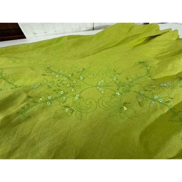 "Sarah Spencer" Linen Embroidered Sequin Skirt Asymmetrical 18W Fairy Whimsical - Picture 4 of 11